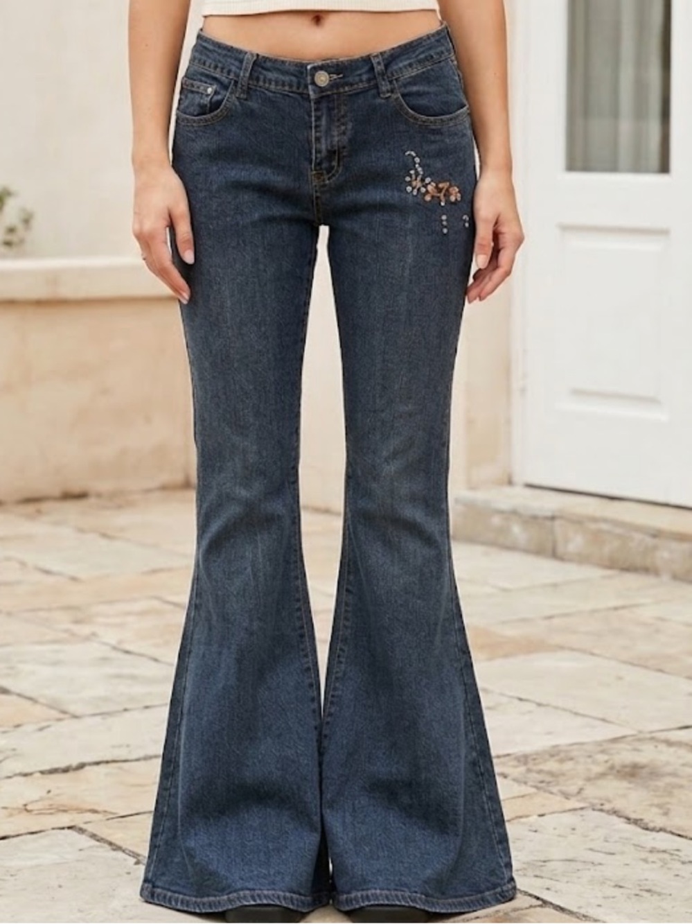 Equipment Y2K Vintage Flare Jeans D embroidered Jeans Size 11- Cotton Trademark